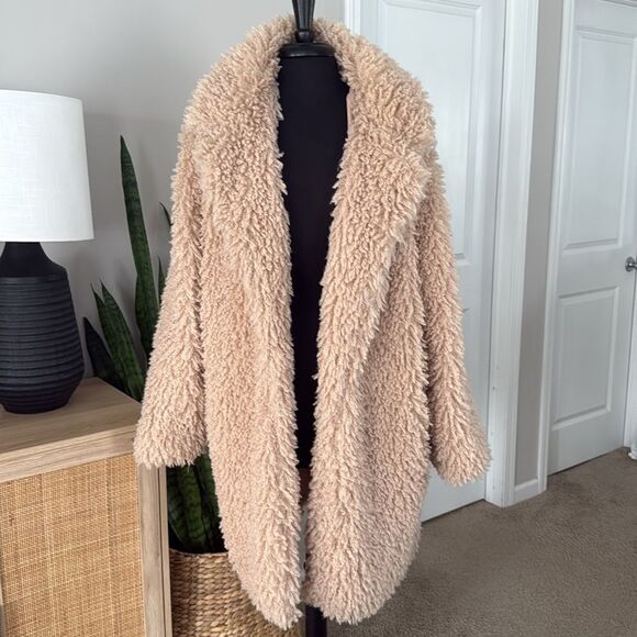 Wild Fable Beige Longline Sherpa Teddy Jacket - Picture 4 of 9